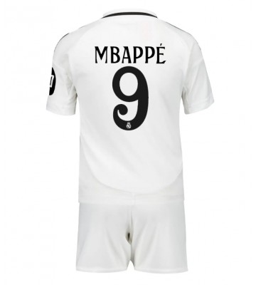 Real Madrid Kylian Mbappe #9 Hemmakläder Barn 2024-25 Kortärmad (+ Korta byxor)